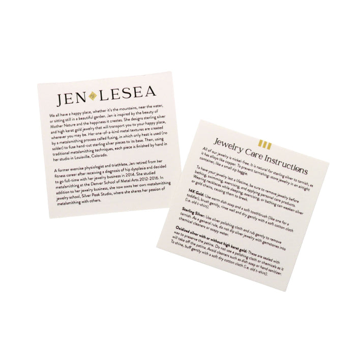 Jen Lesea Artist bio and care card