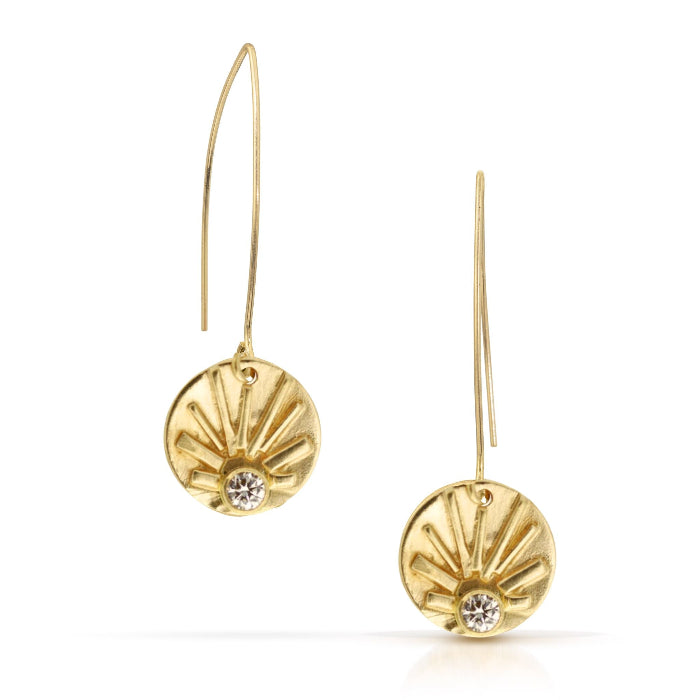 Gold and diamond sunburst earrings