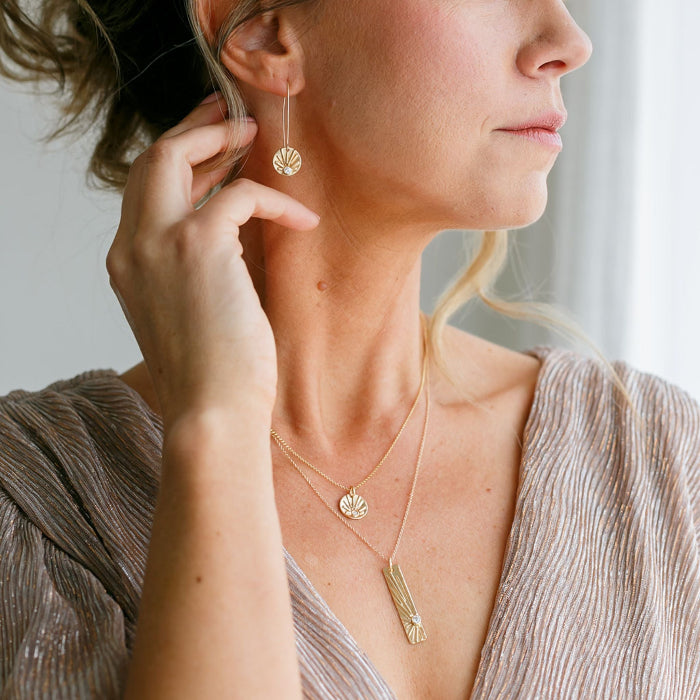 14K Gold Mini sun necklace by Jen Lesea