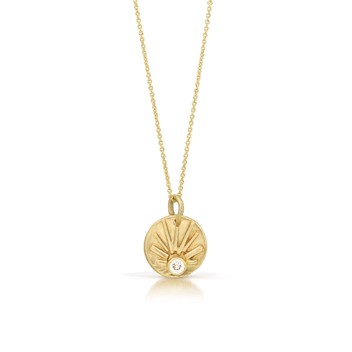 14K gold and diamond sun necklace