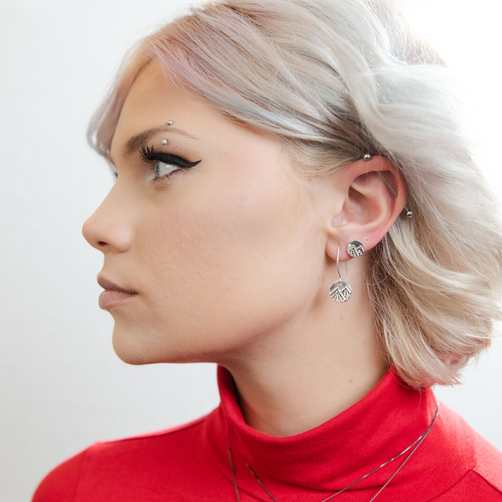 Silver Winter Mountain Stud Earrings