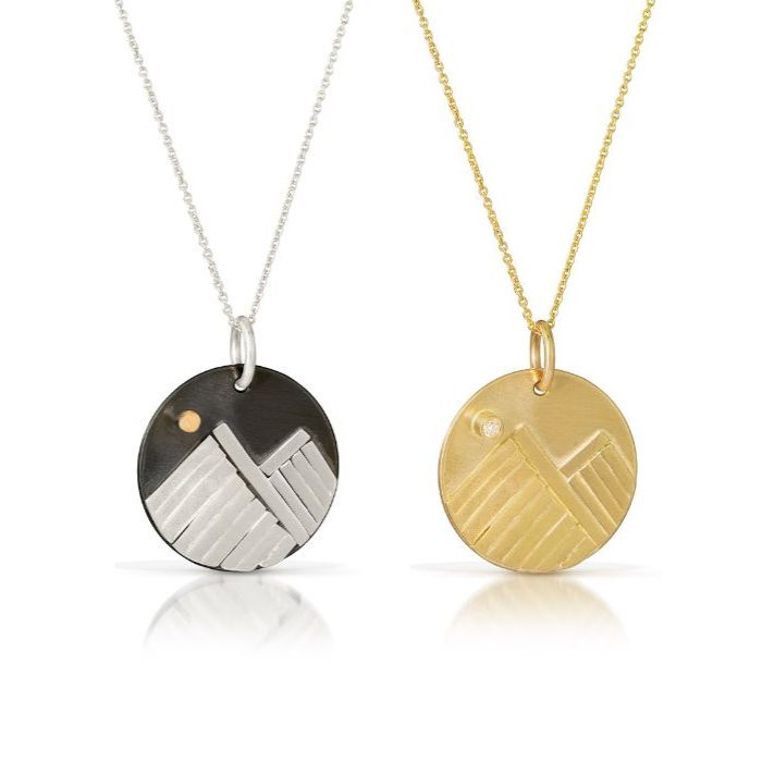 Mixed Metal or 14K gold mountain necklaces