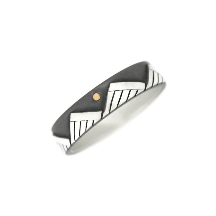Silver Mountain Ring with gold moon