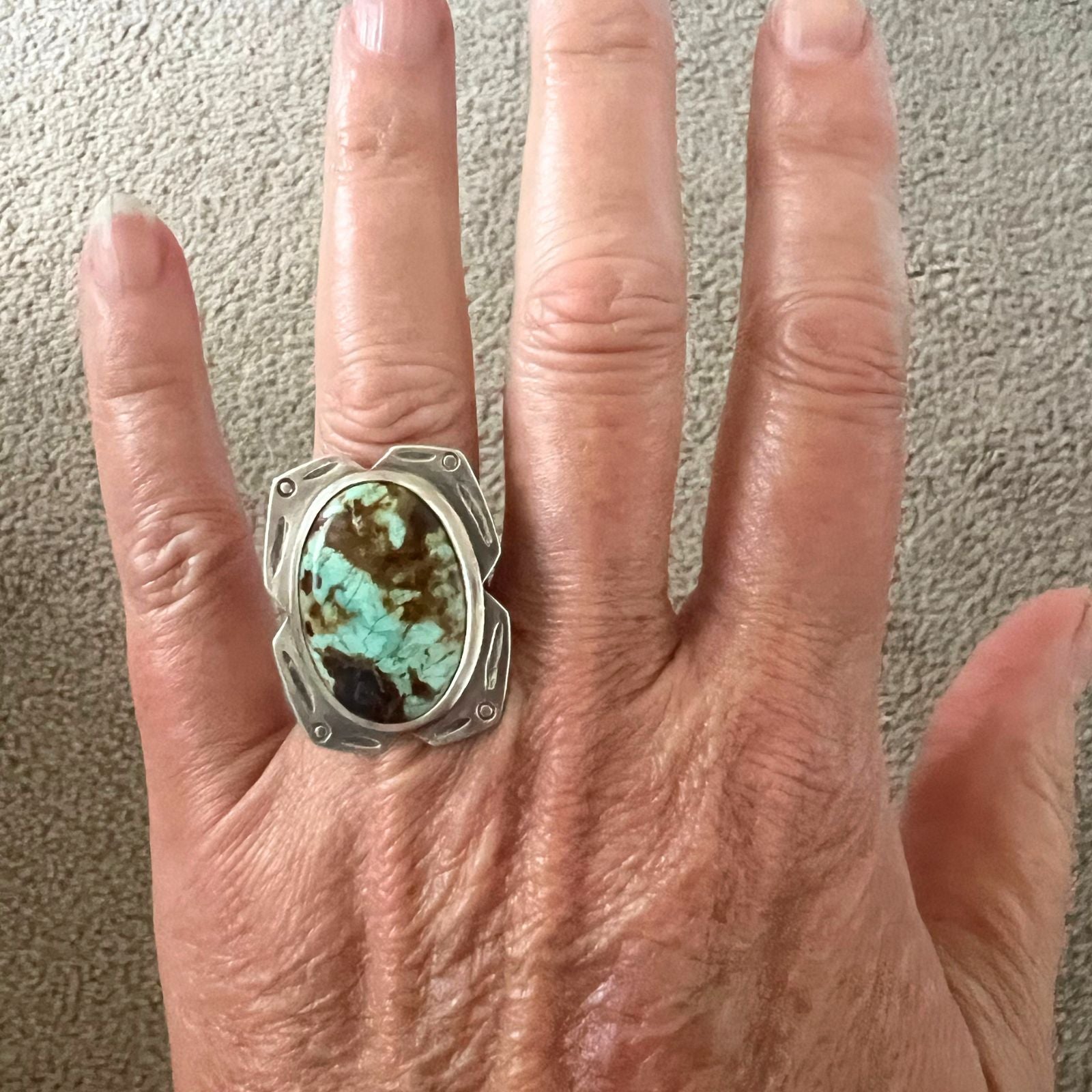 Turquoise and Sterling Silver Ring, Size 7.5