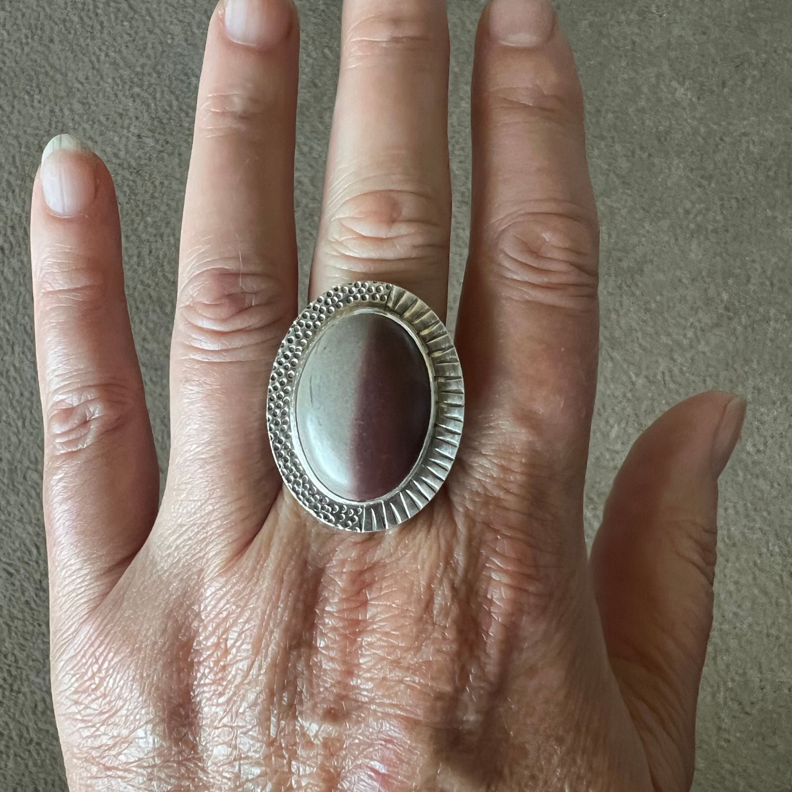 Jasper and Sterling Silver Ring, Size 9