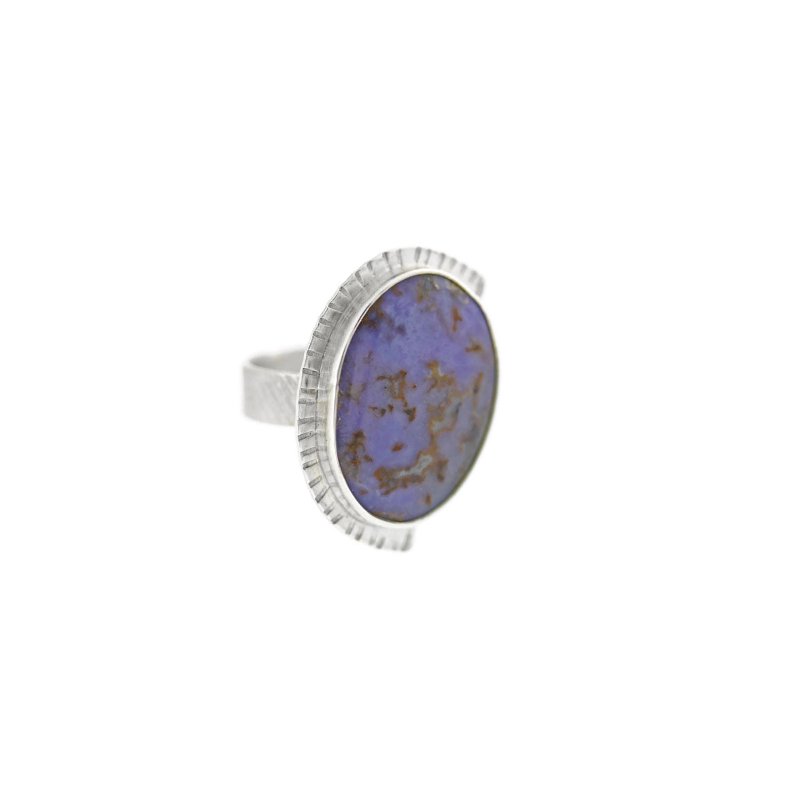 Purple Agate and Sterling Silver Ring, Size 10