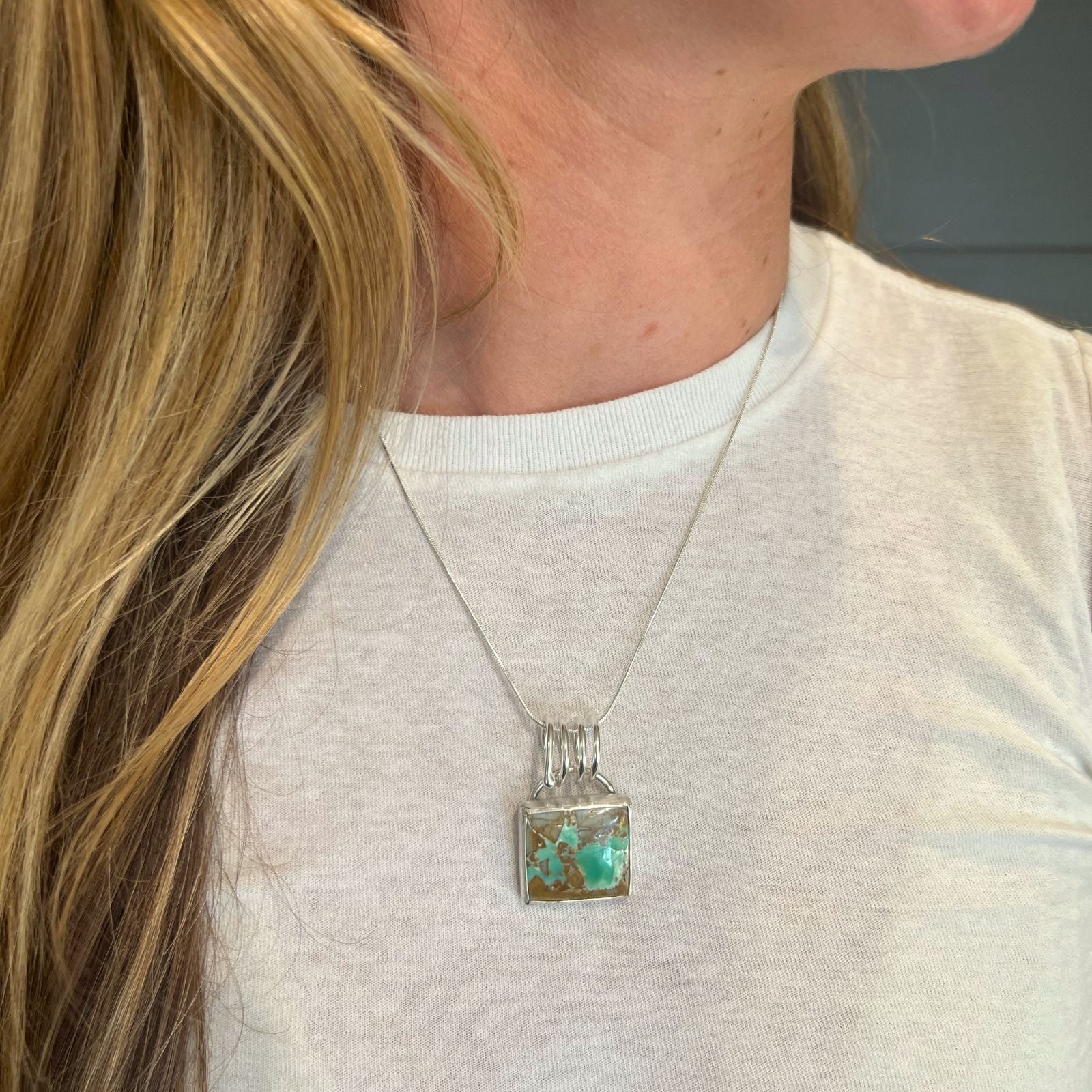 Variscite and Silver Pendant Necklace