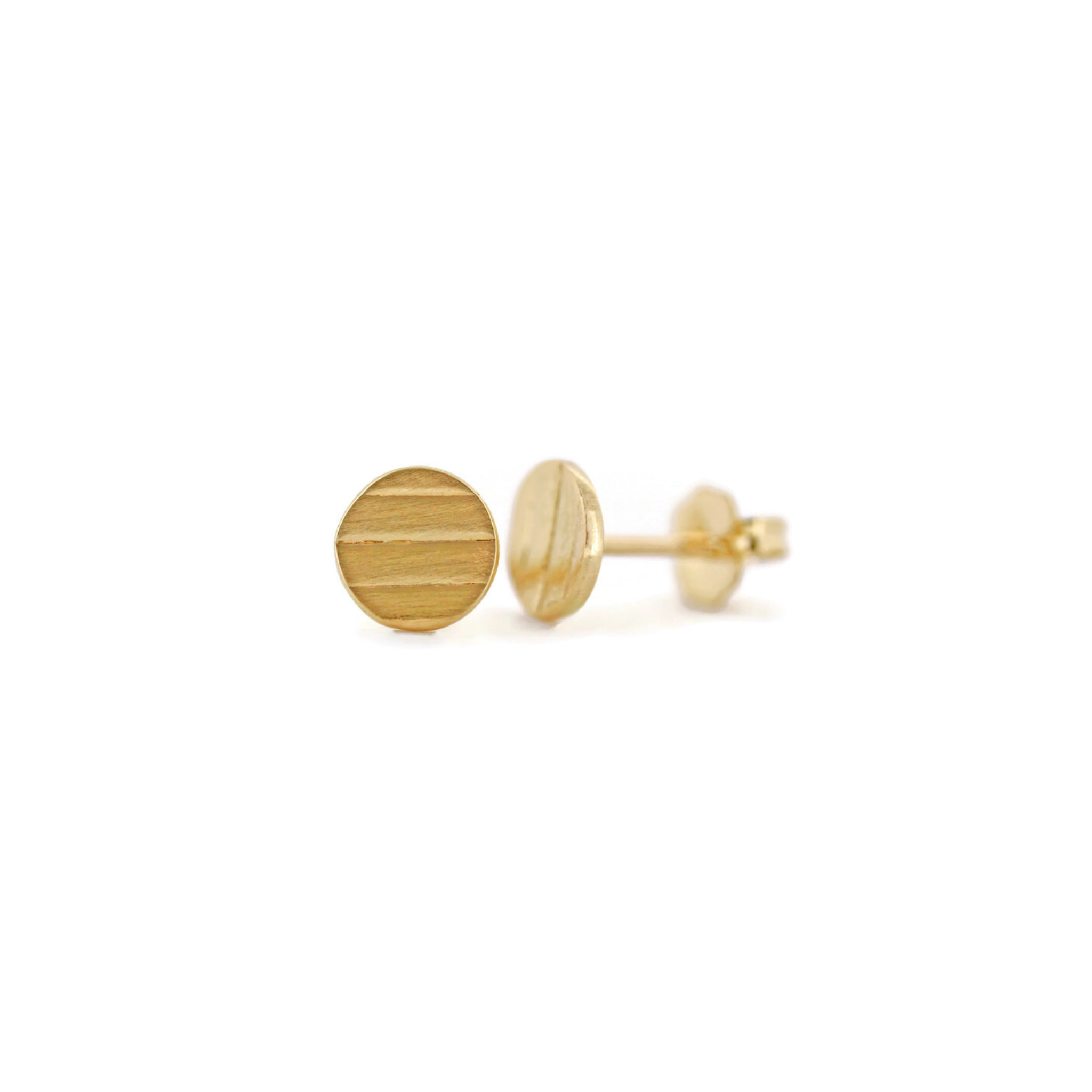 14K Gold Mini Disc Stud Earrings