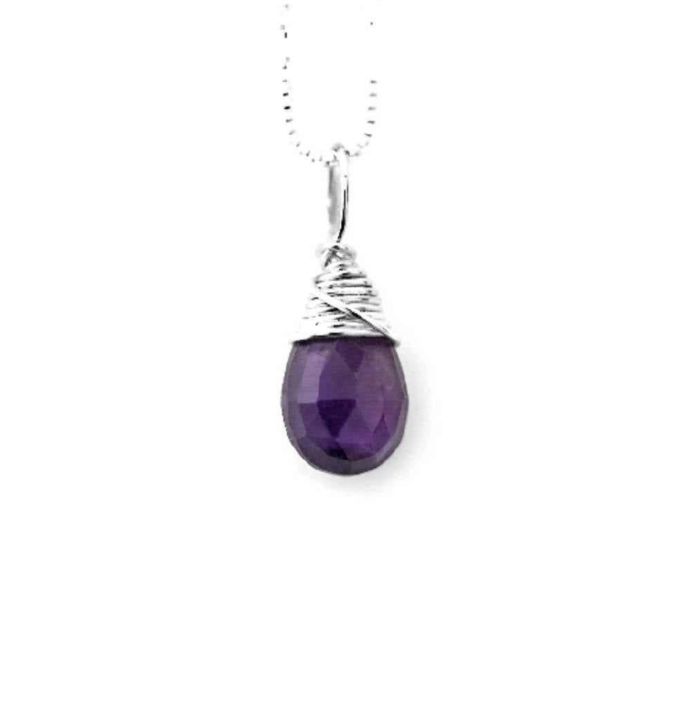 February birthstone amethyst silver necklace