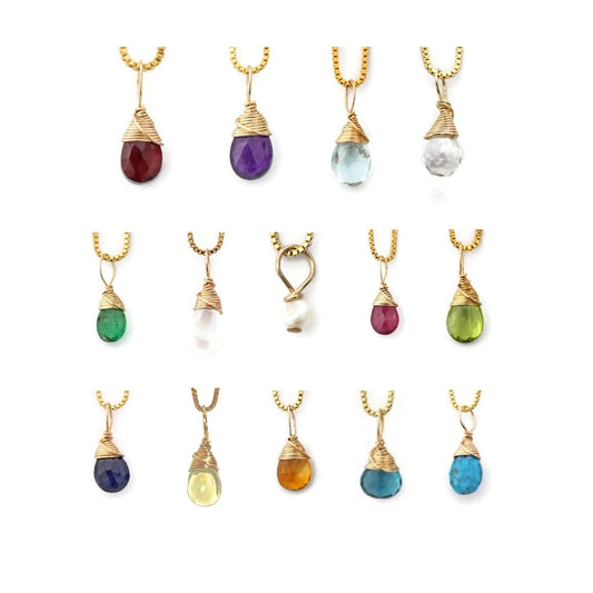 Genuine gold birthstone necklaces by Jen Lesea Designs