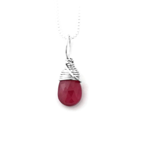 July birthstone genuine ruby silver necklace