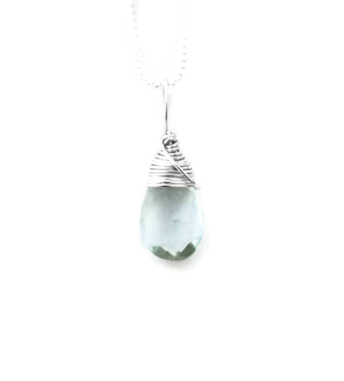 March birthstone aquamarine silver necklace