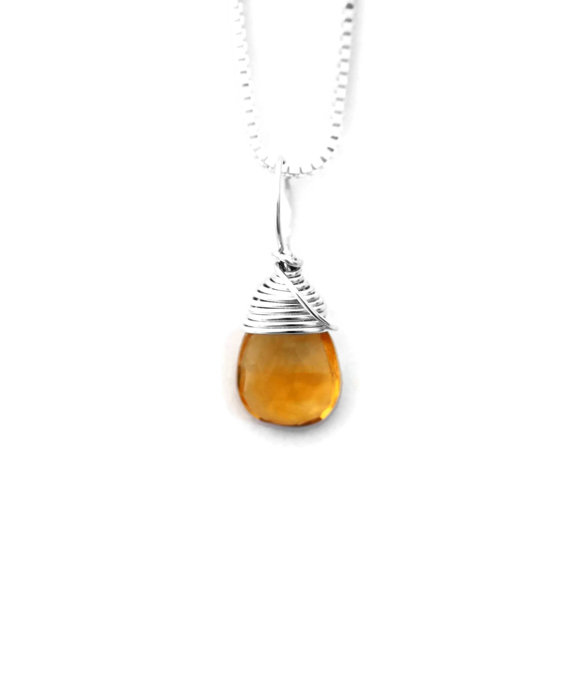 November birthstone citrine silver necklace
