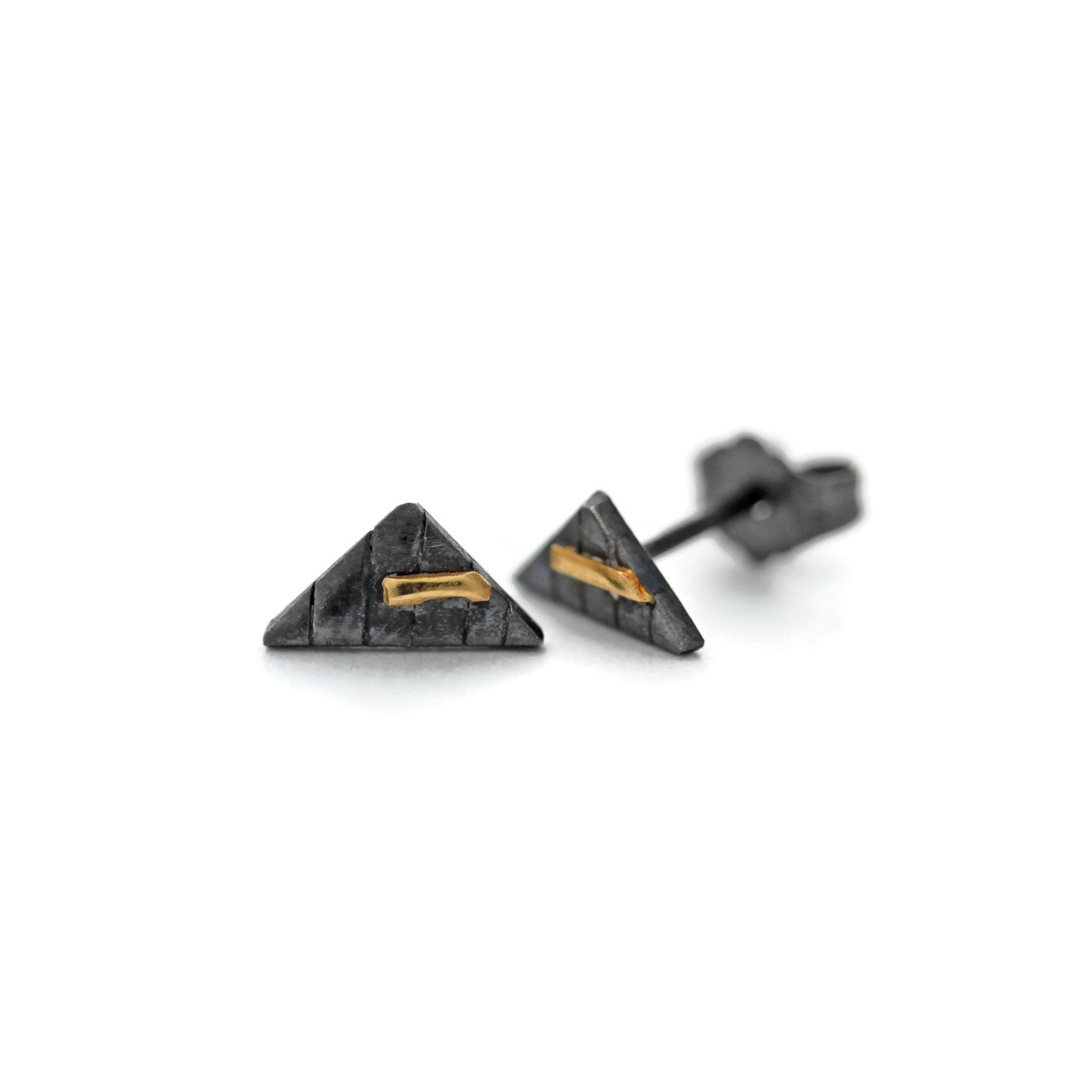 Oxidized triangle stud earrings
