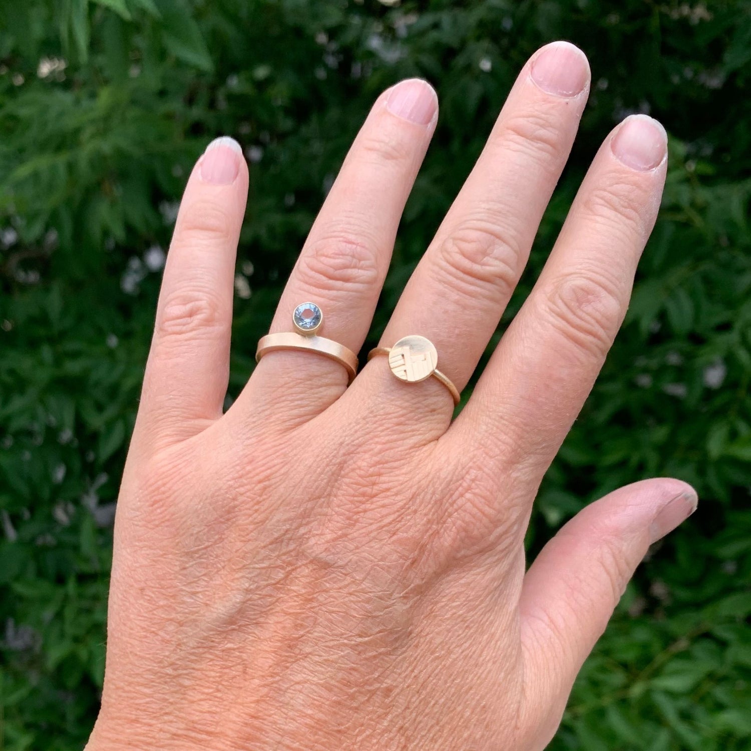 14K gold rings by Jen Lesea Designs
