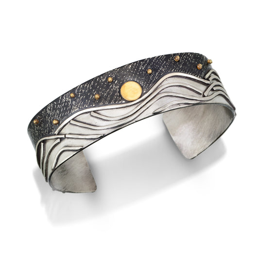 Reflections Wave Cuff Bracelet in sterling silver and gold by Jen Lesea Designs