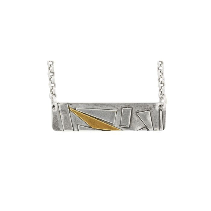Fused Silver and 22K Gold Geometric Necklaces