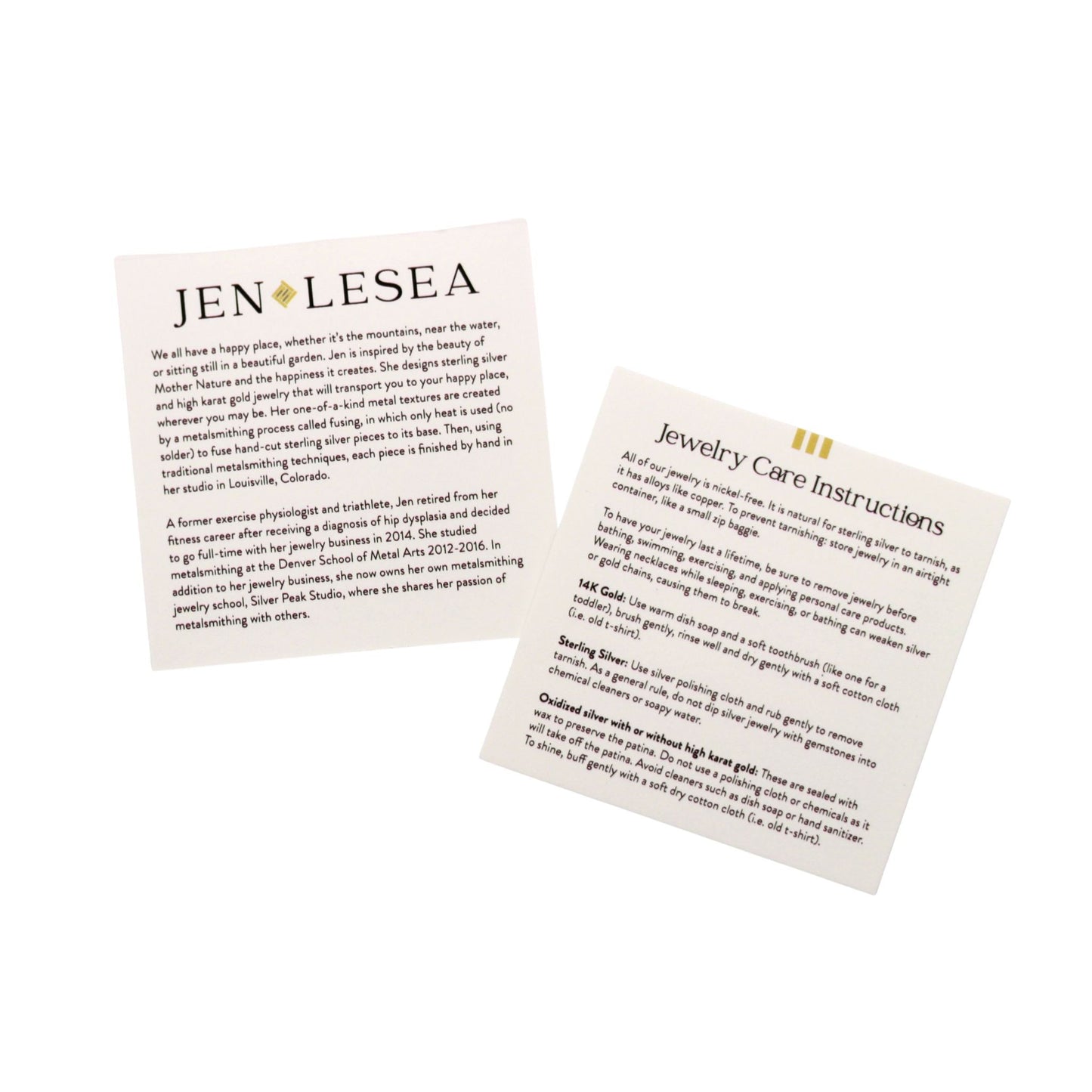 Jen Lesea artist bio and care card