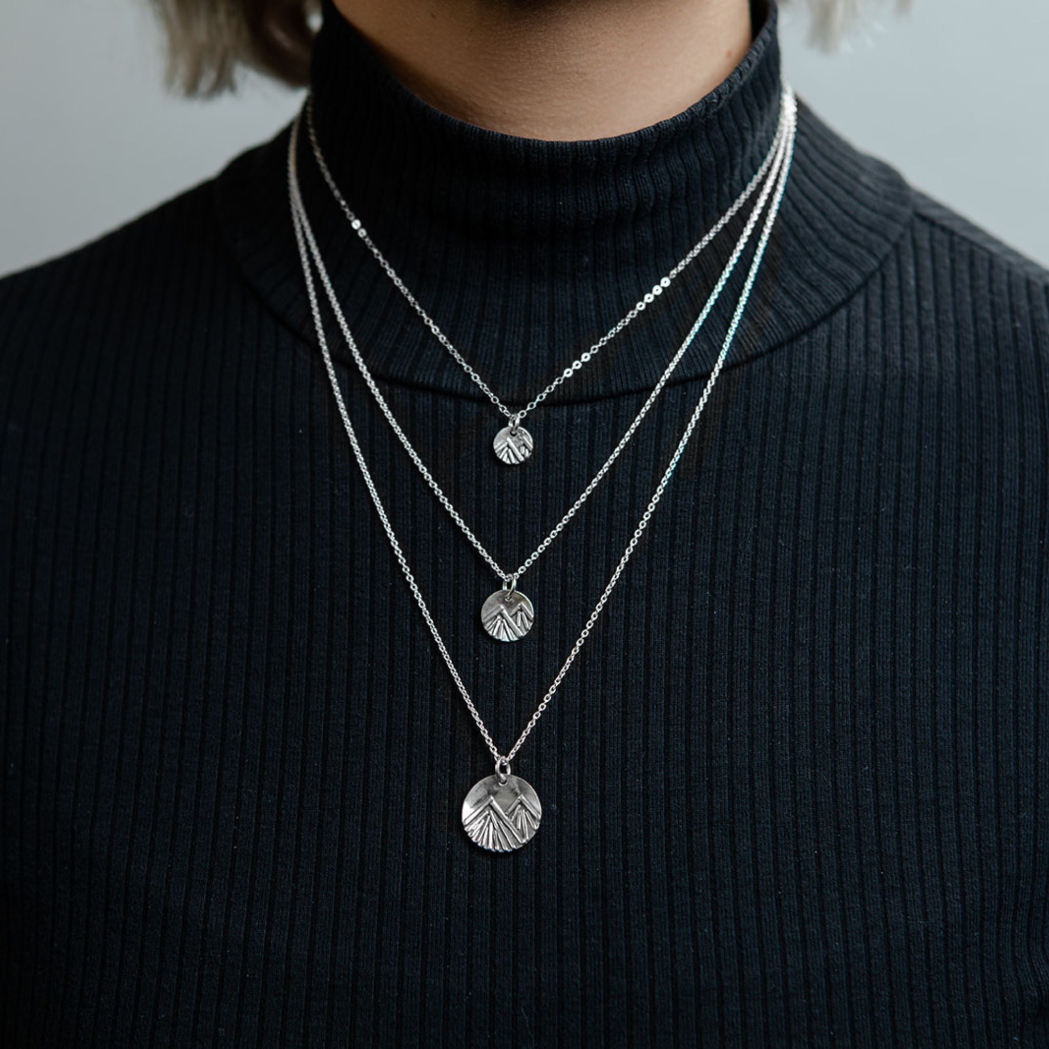 Silver Winter Mountain Charm Necklace