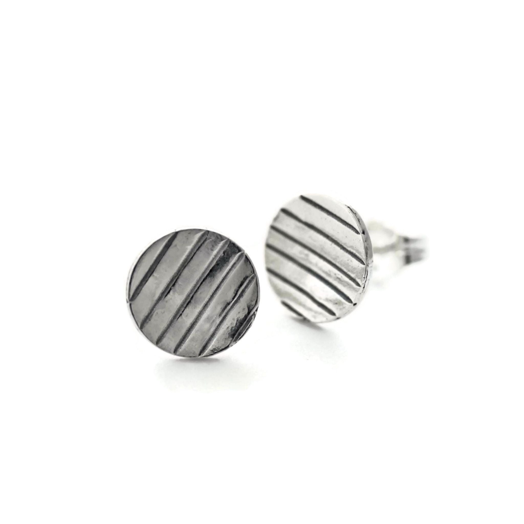 Silver Disc Stud Earrings