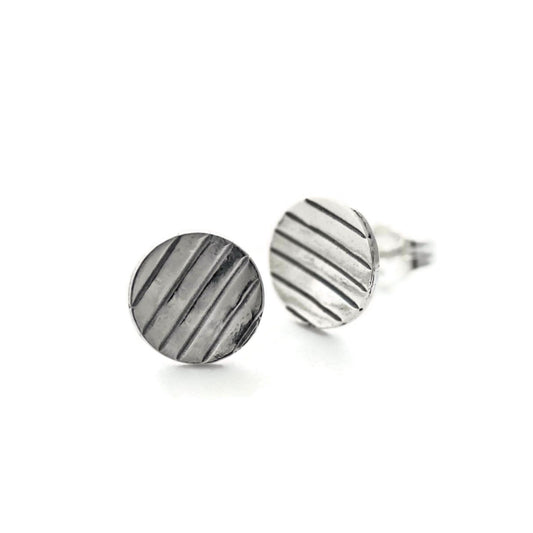 Disc Stud Earrings - Sterling Silver