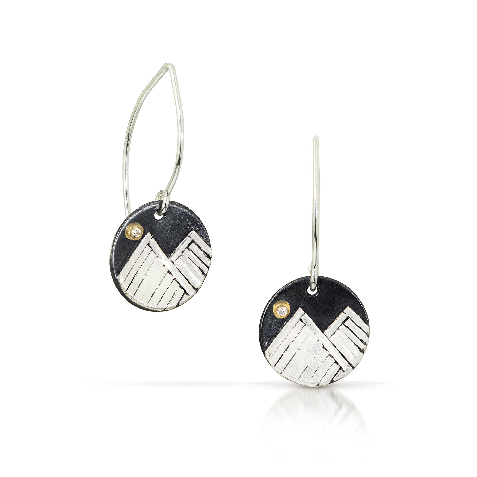 Mountain Earrings with Diamond Moons by Jen Lesea Designs