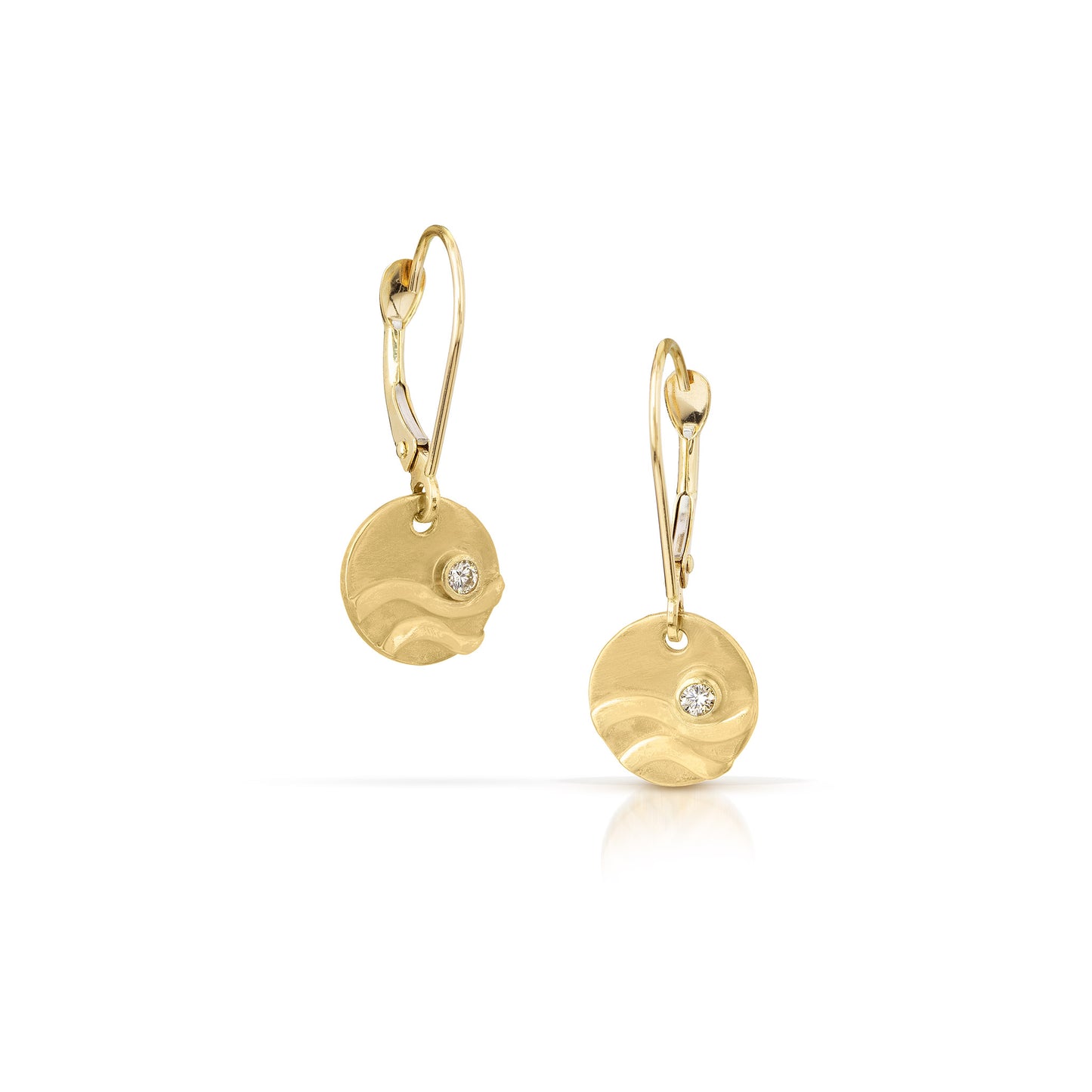 14K gold wave charm earrings by Jen Lesea Designs