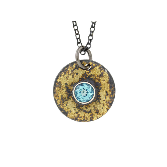Galaxy blue apatite coin necklace