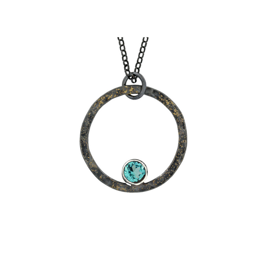 Blue Moon Galaxy Gemstone Hoop Necklace