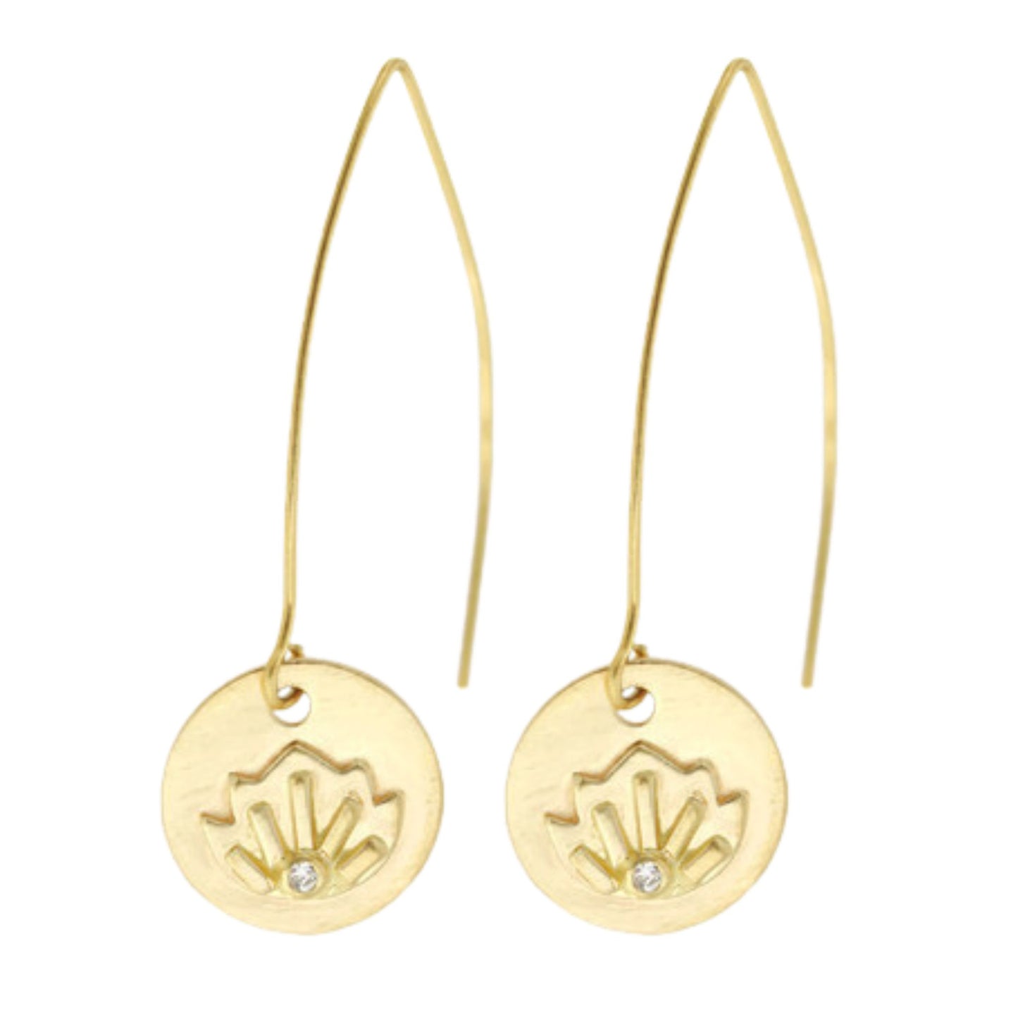Gold and Diamond Lotus Dangle Earrings by Jen Lesea Designs