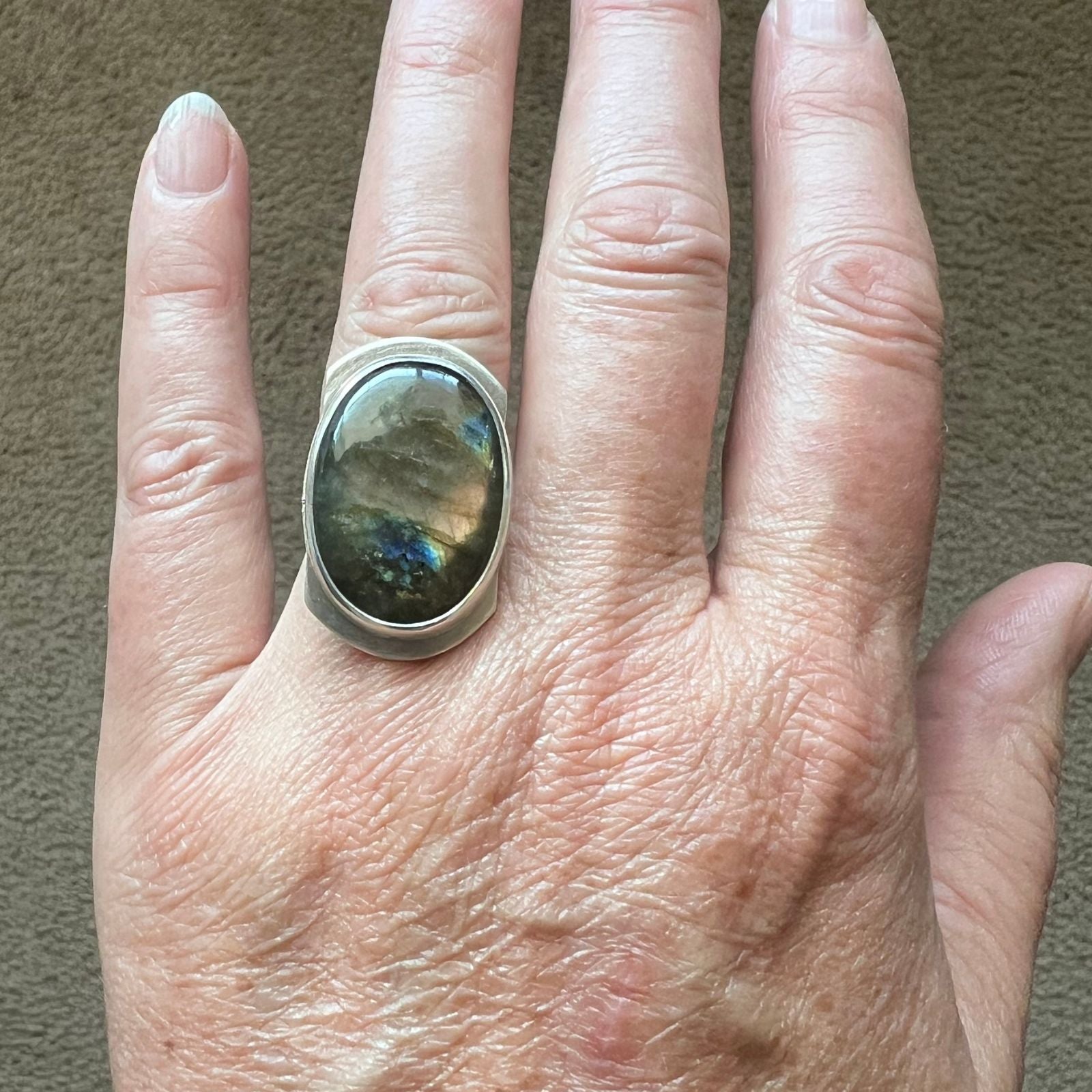Labradorite and Sterling Silver Ring, Size 8