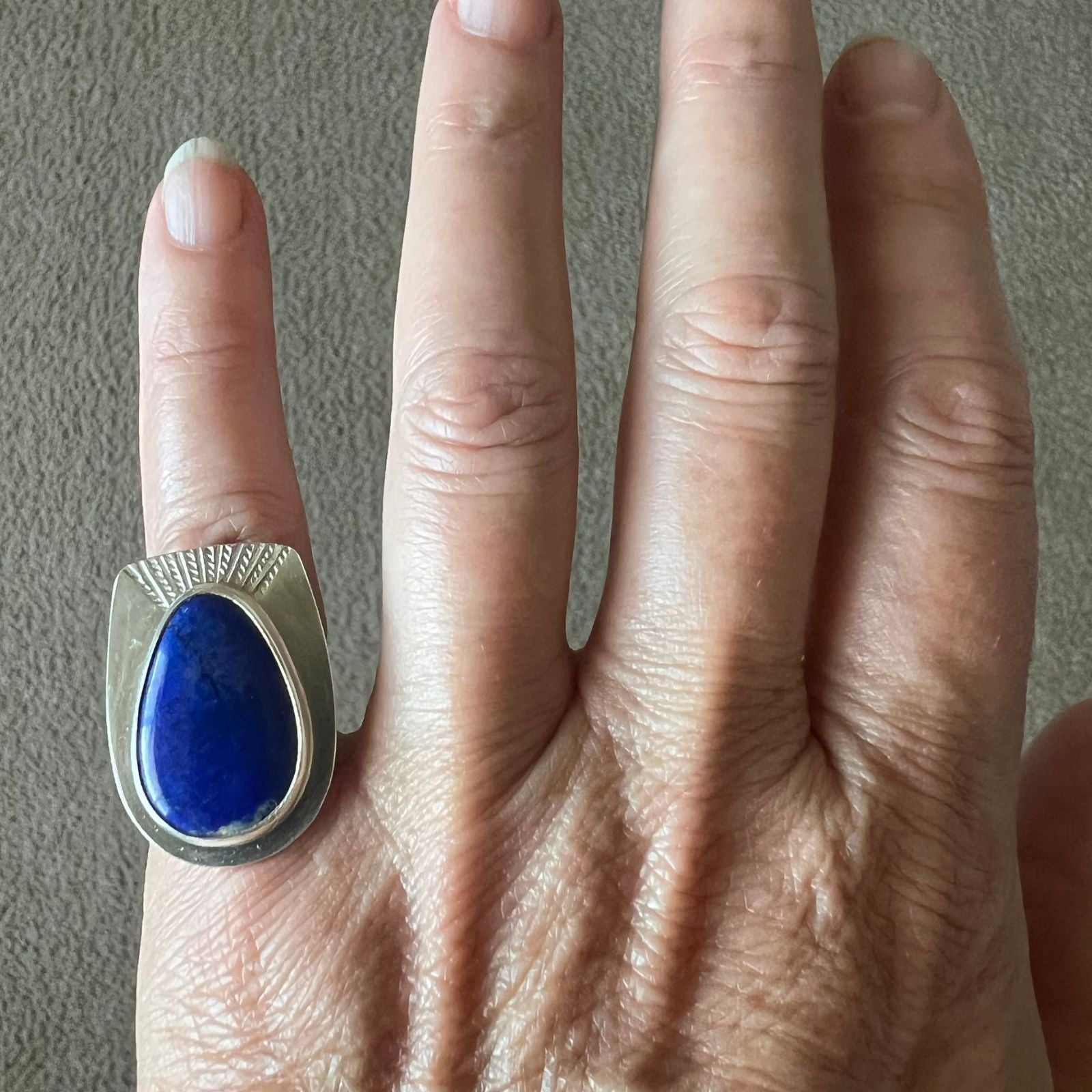 Lapis and Sterling Silver Ring: Size 5.5