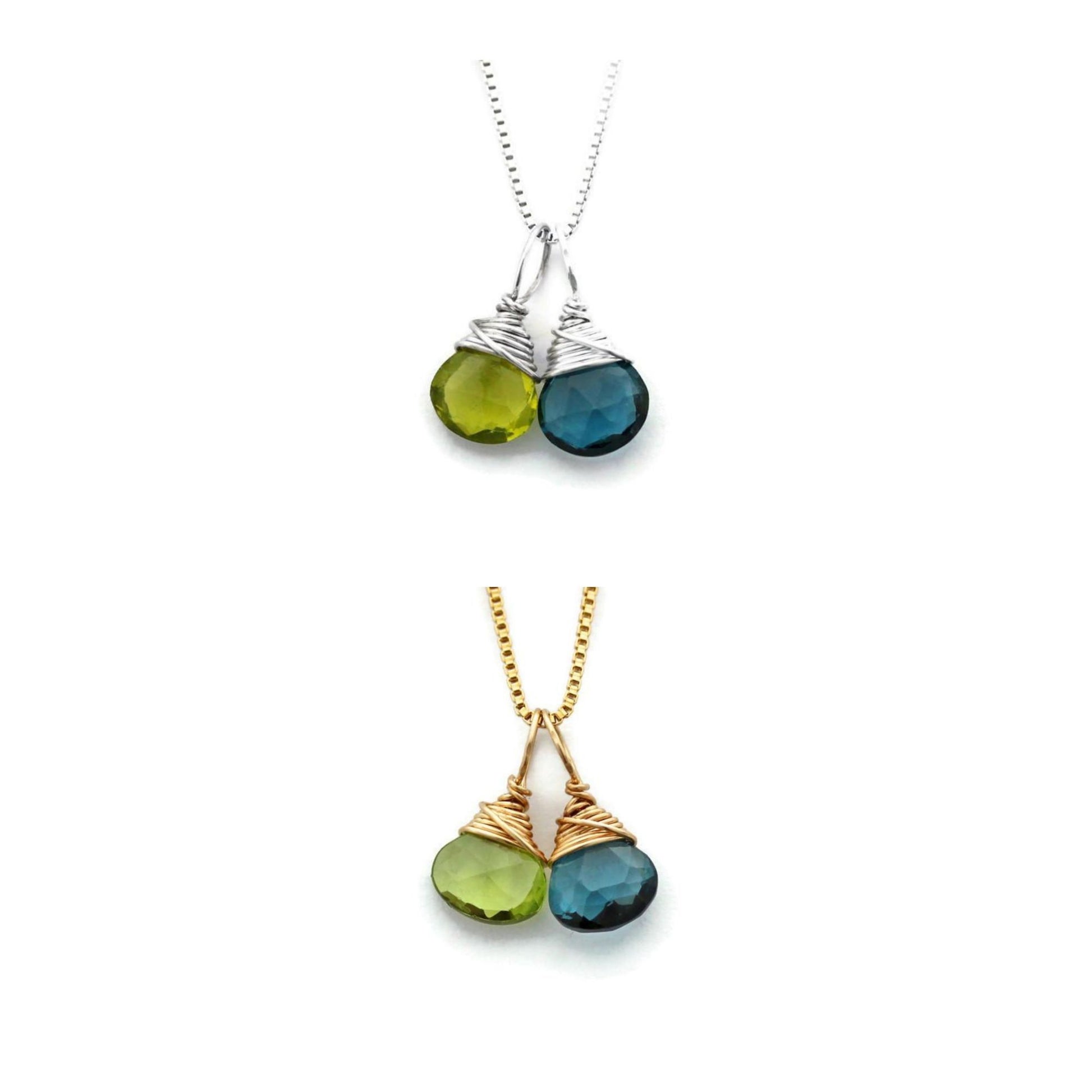 2 birthstone mom necklaces by Jen Lesea Designs