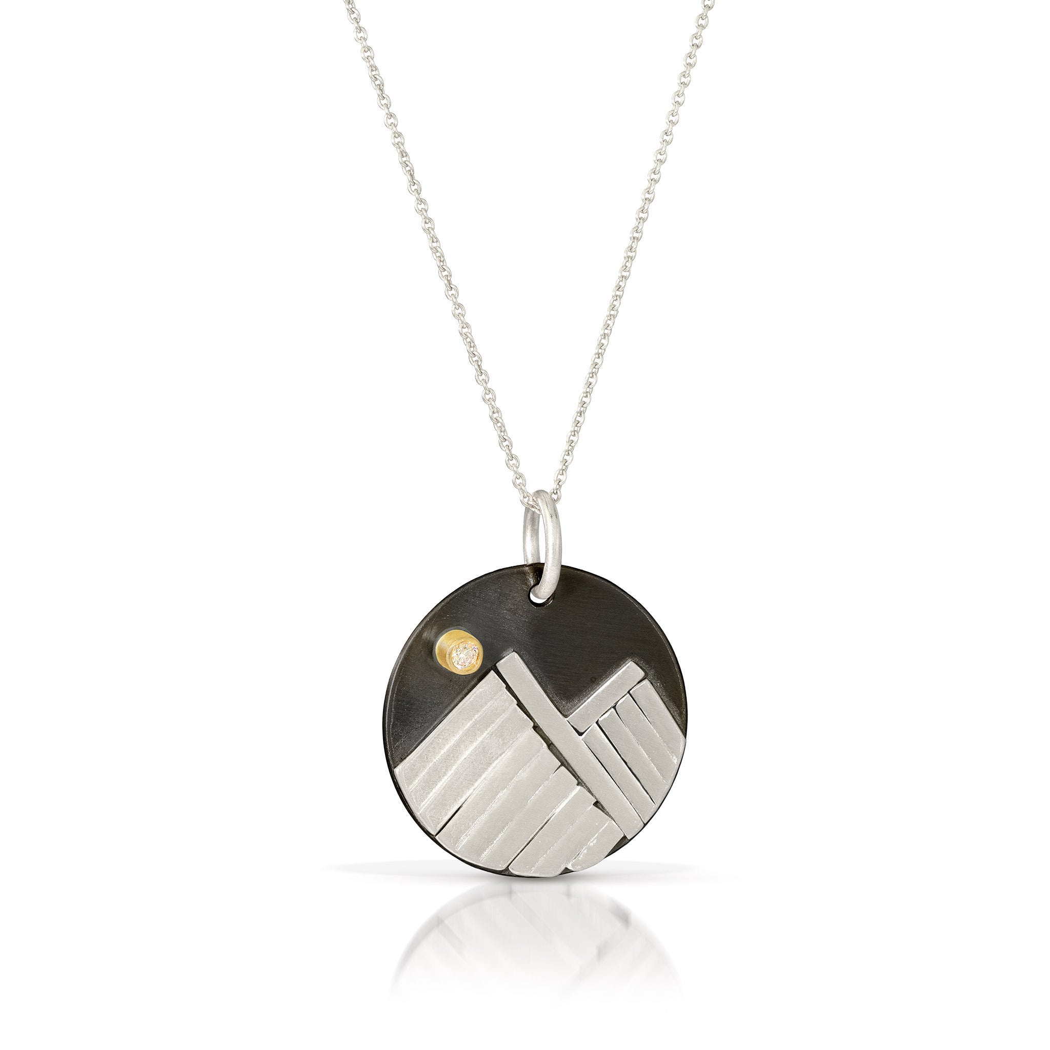 Mountain necklace with diamond moon by Jen Lesea 