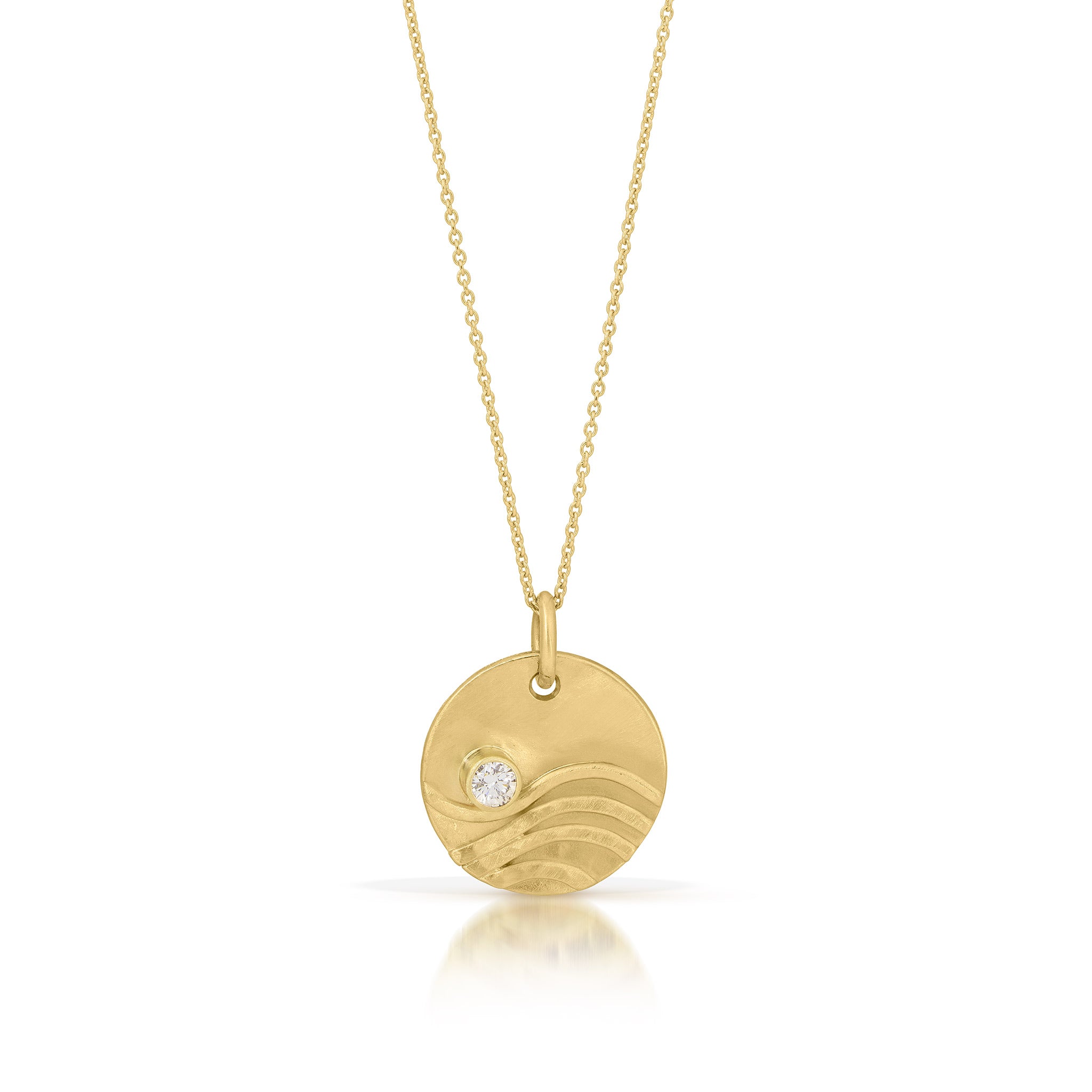 14K gold wave necklace with diamond moon by Jen Lesea Designs