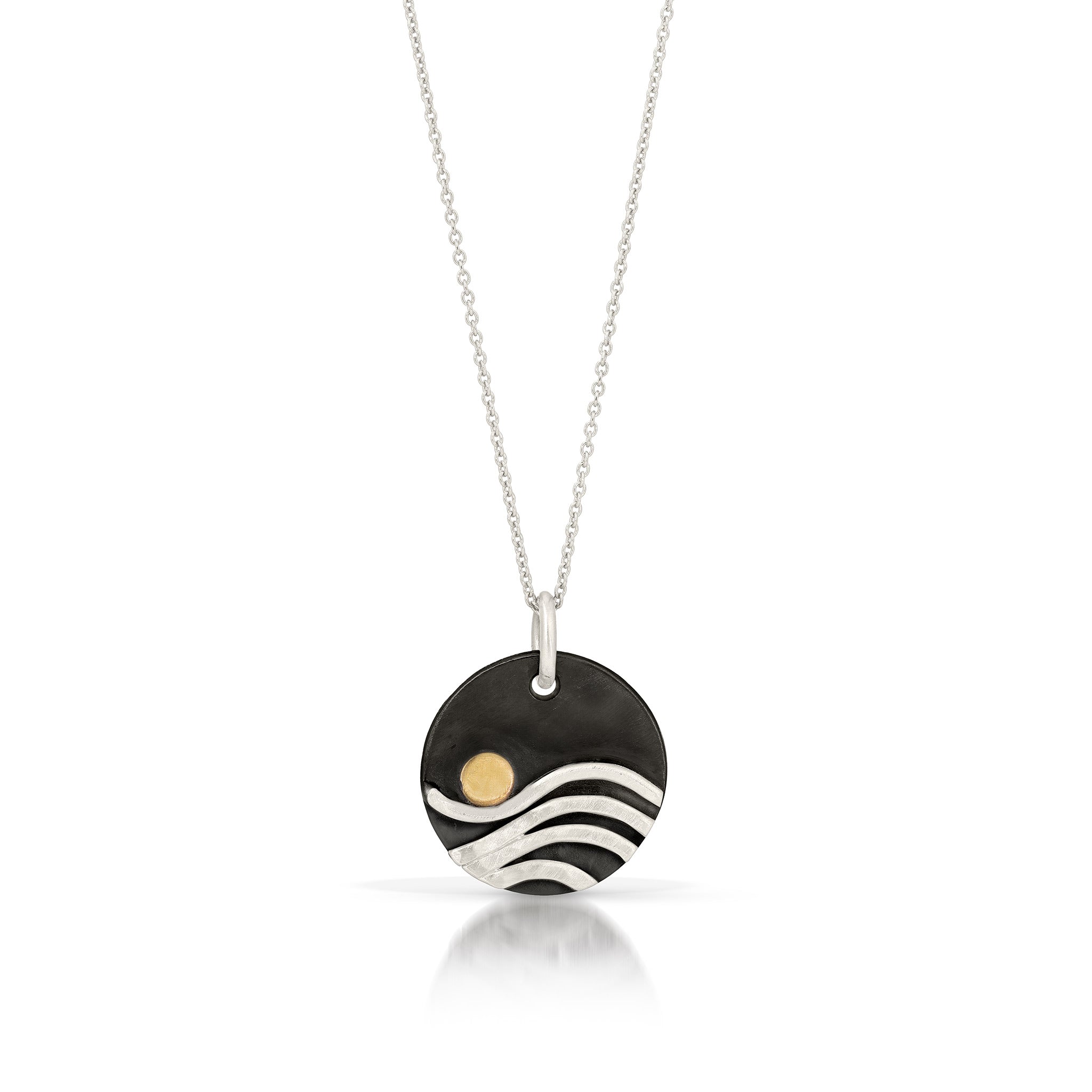 Bright Moon Reflections Necklaces: Sterling Silver & 22K Gold