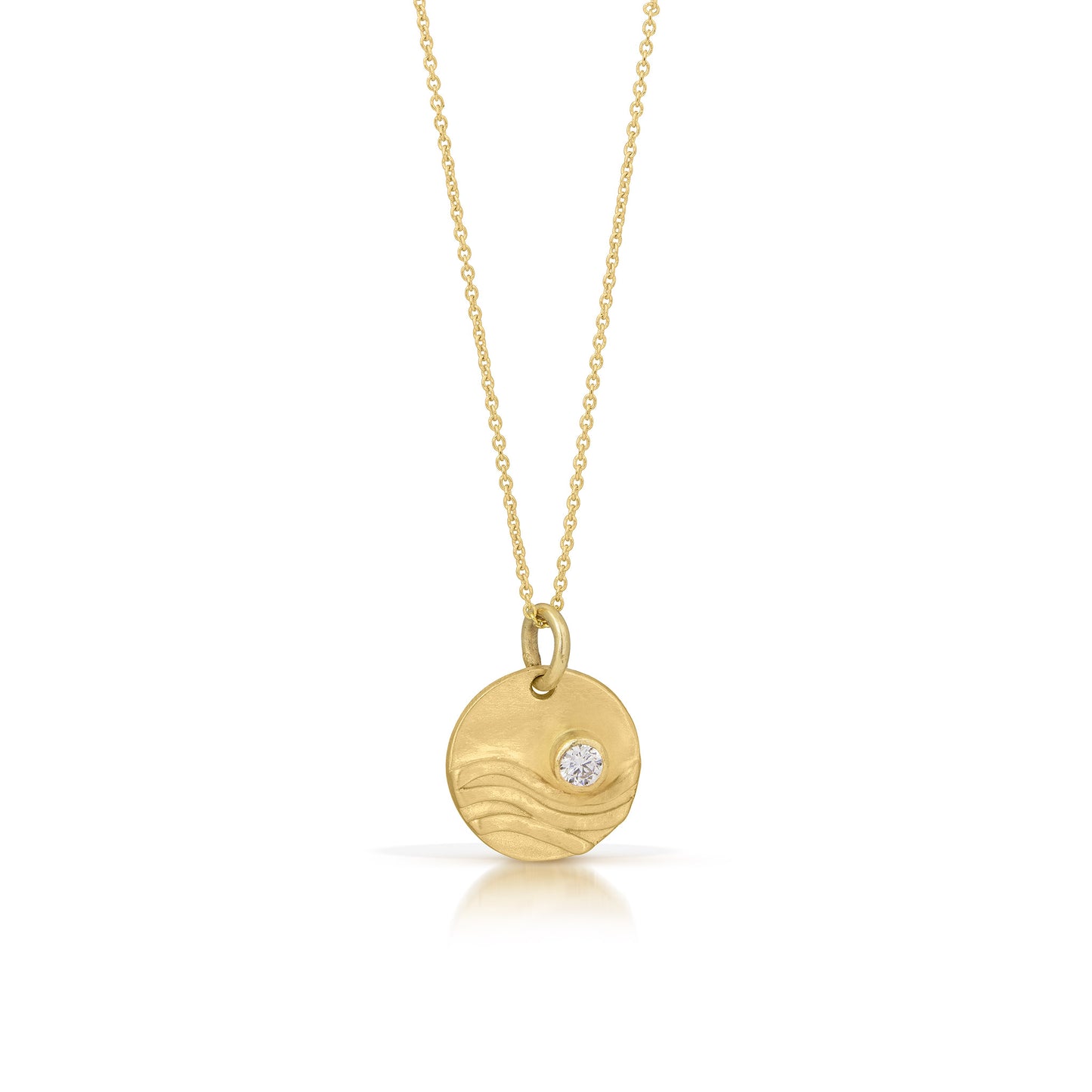 Mini 14K gold wave necklace with diamond by Jen Lesea Designs