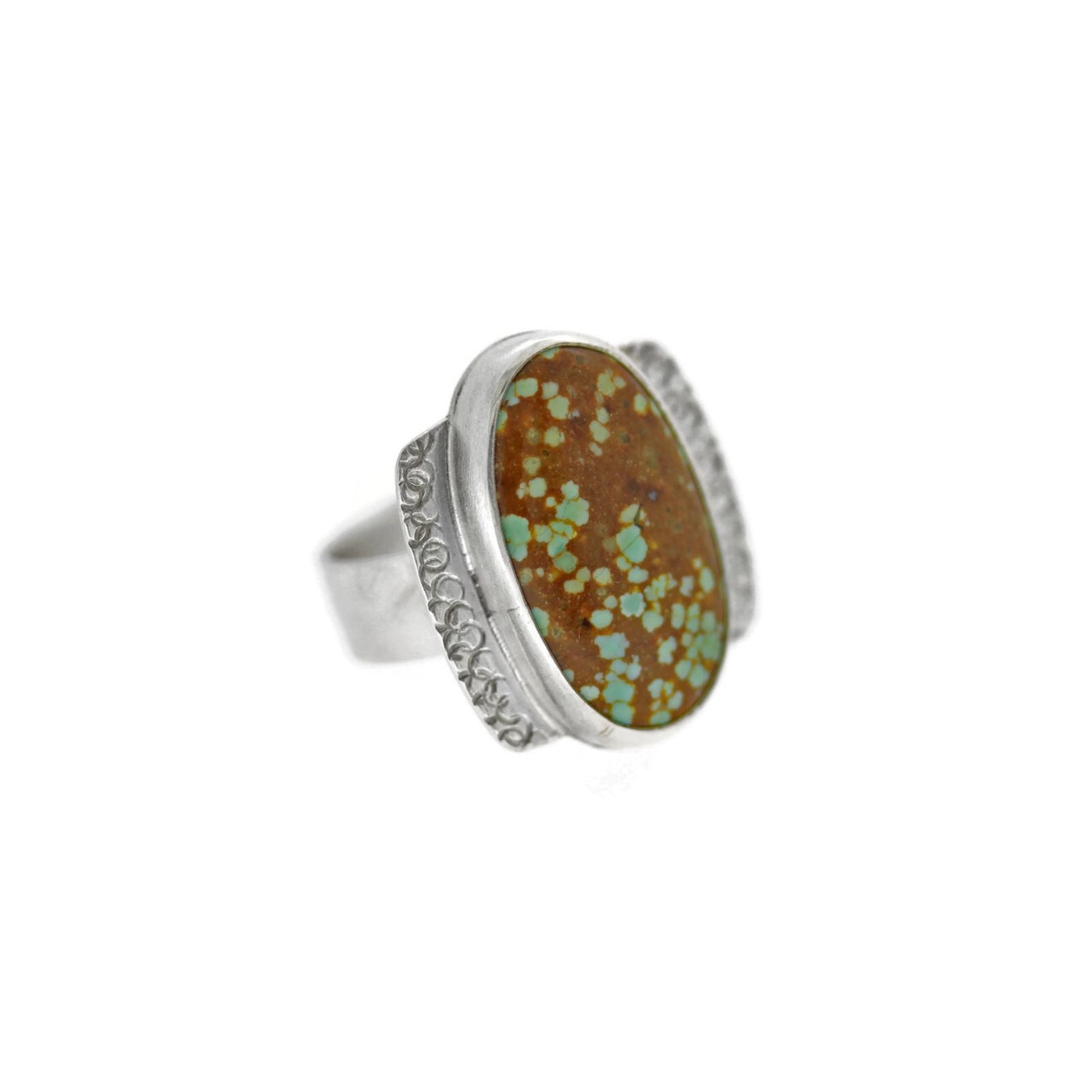 Number 8 Turquoise and Sterling Silver Ring, Size 6
