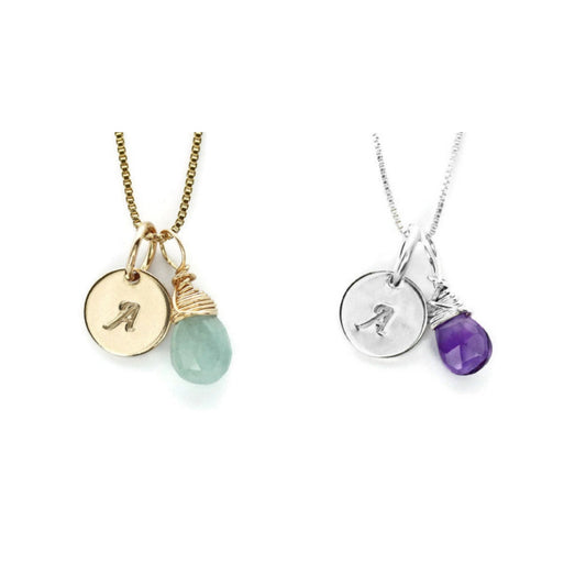 Personalized Necklaces: 1 Birthstone and 1 Initial