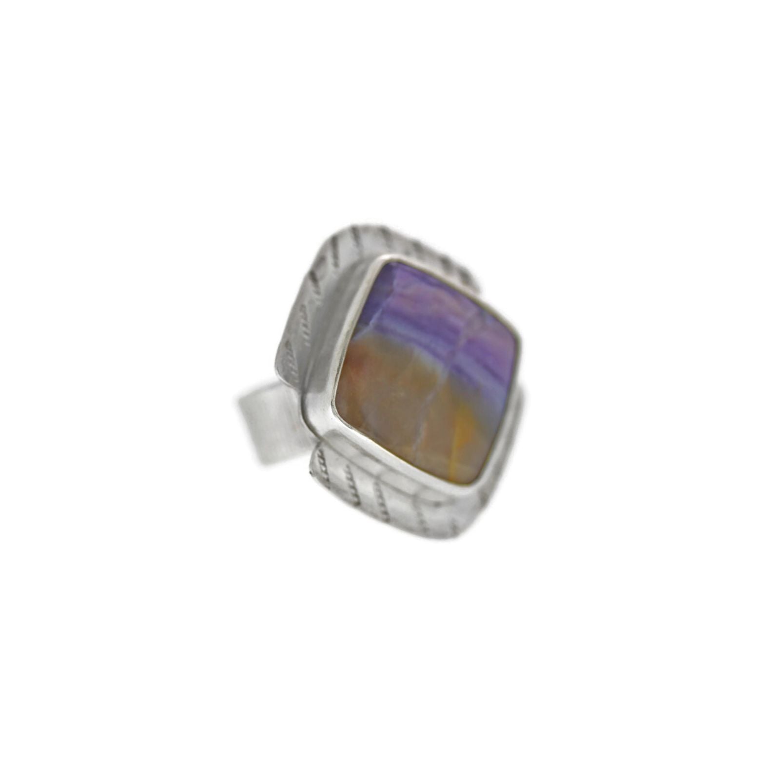 Purple Agate and Sterling Silver Ring, Size 7.5