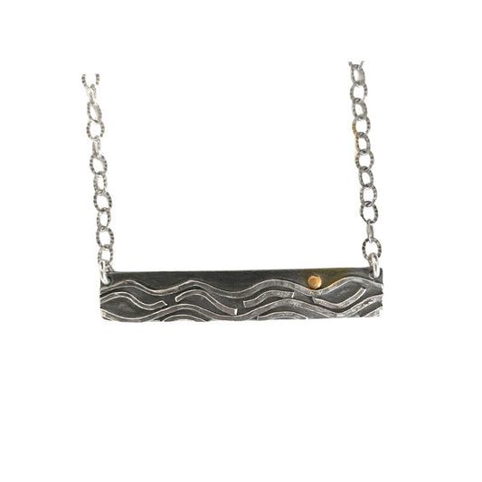 Reflections bar necklace with gold moon
