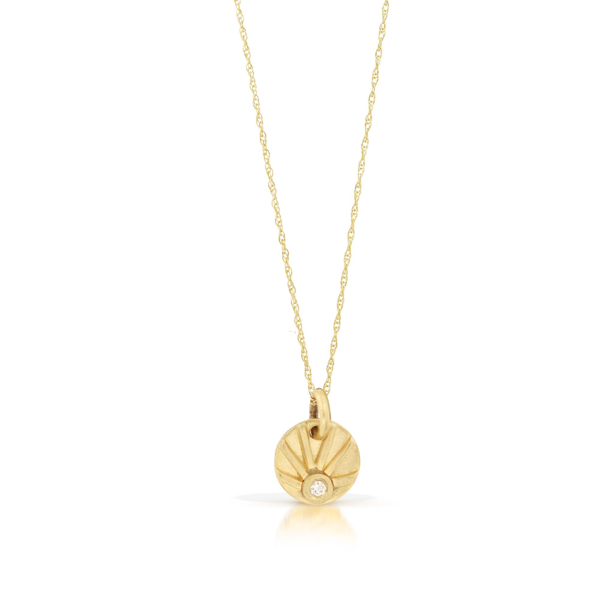 Diamond and 14K Gold Shine Sun Charm Necklace