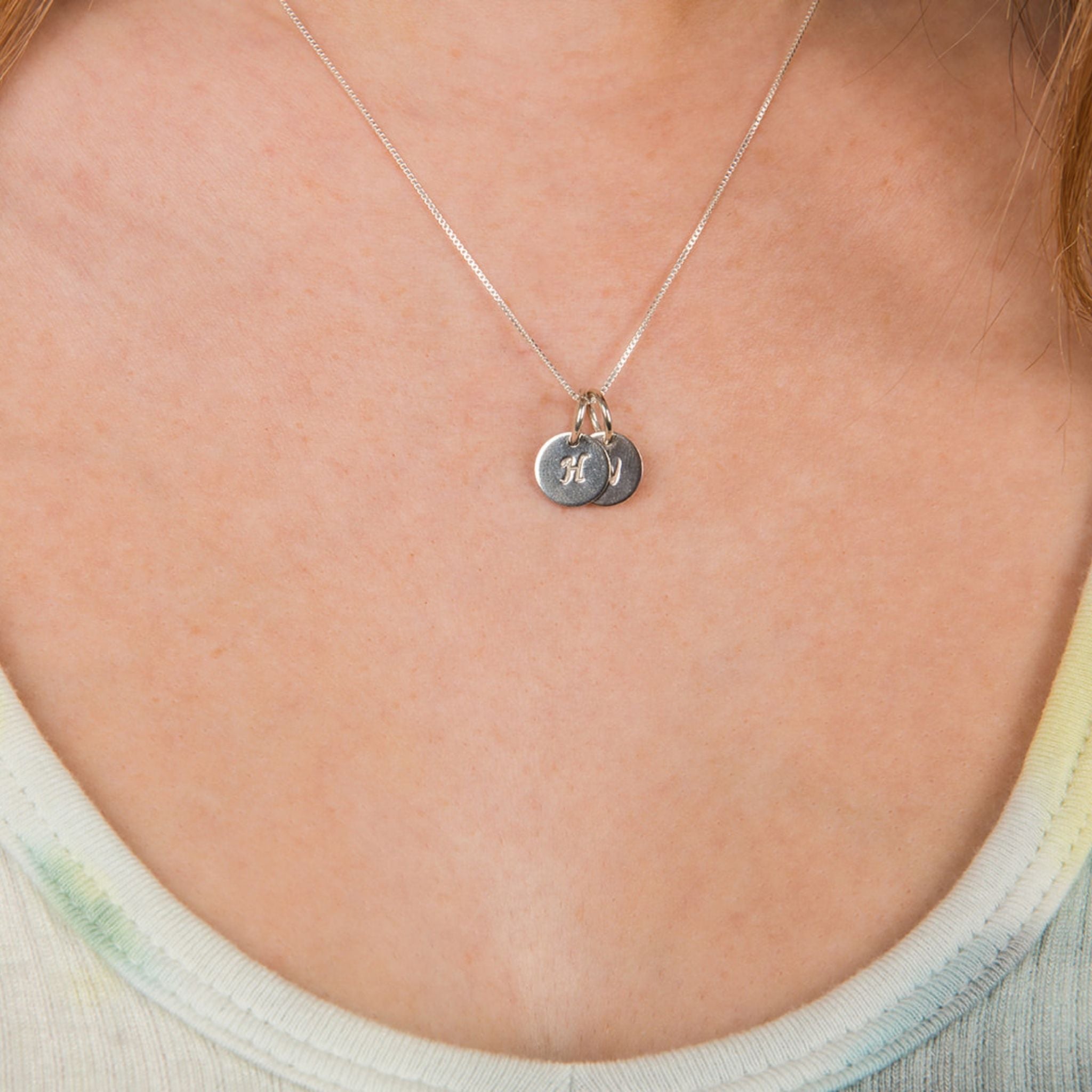 Mom Initial Charm Necklaces - Sterling Silver