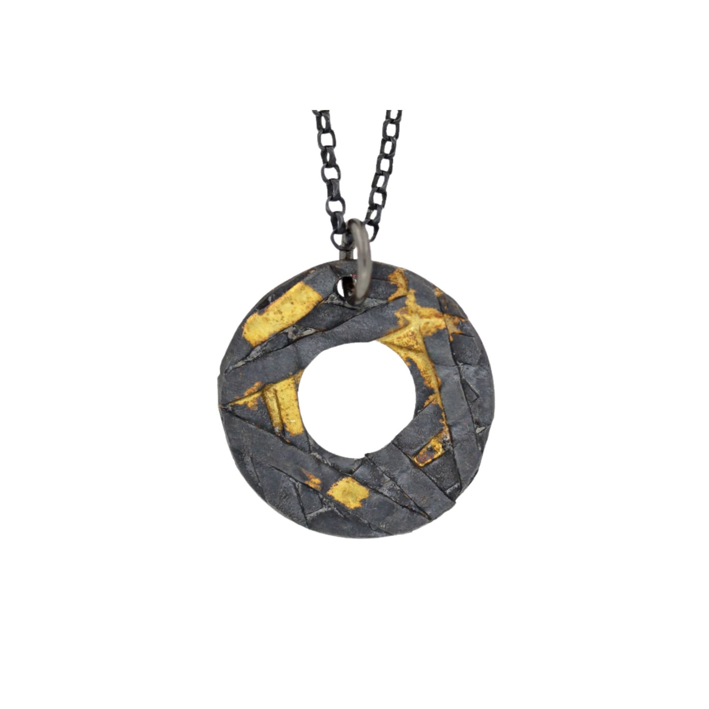 Round washer mixed metal necklace by Jen Lesea Designs