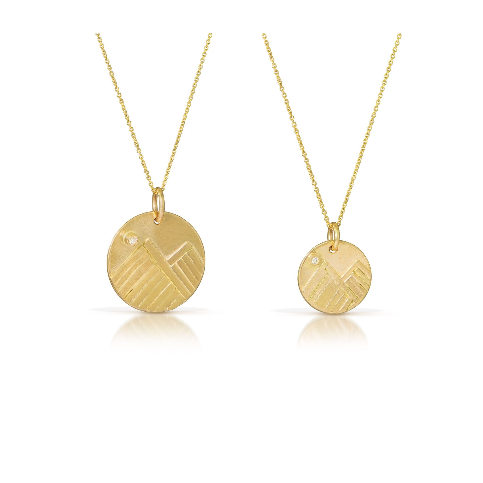 14K Gold Sparkling Moon Mountain Necklaces