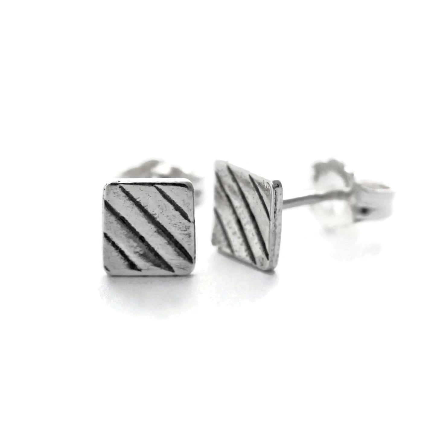 Square Stud Earrings - Sterling Silver