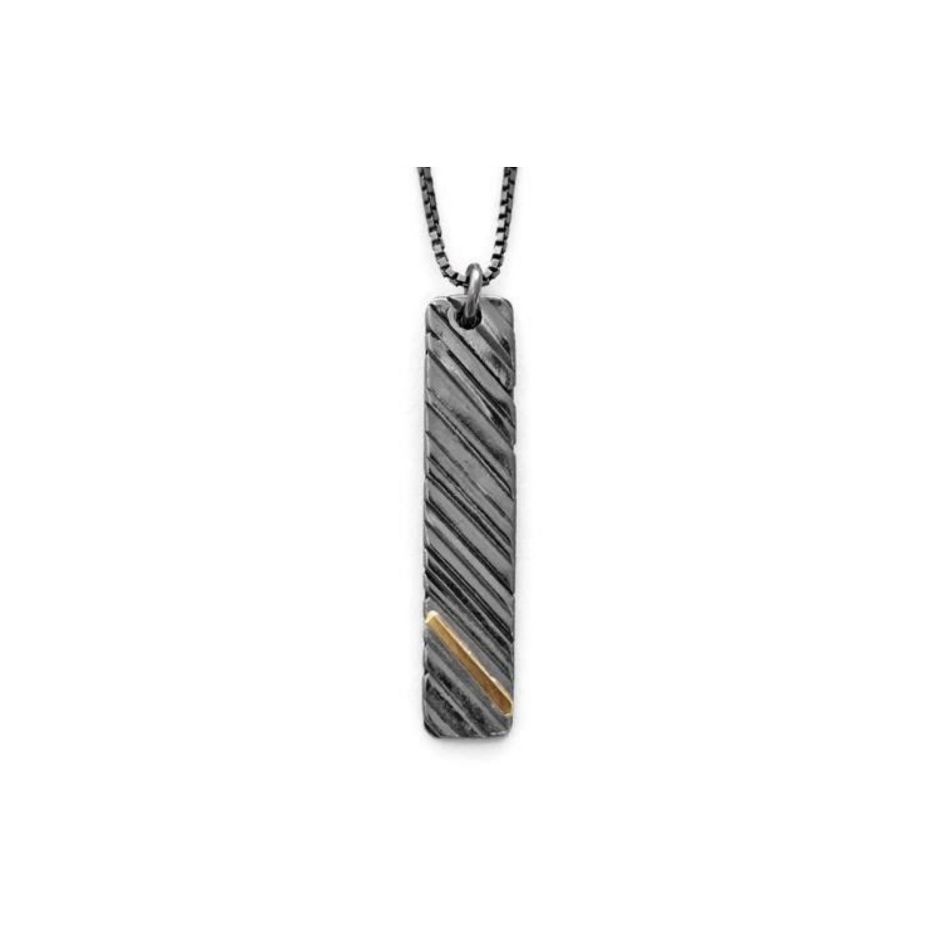 Bar necklace in silver and gold oxidized
