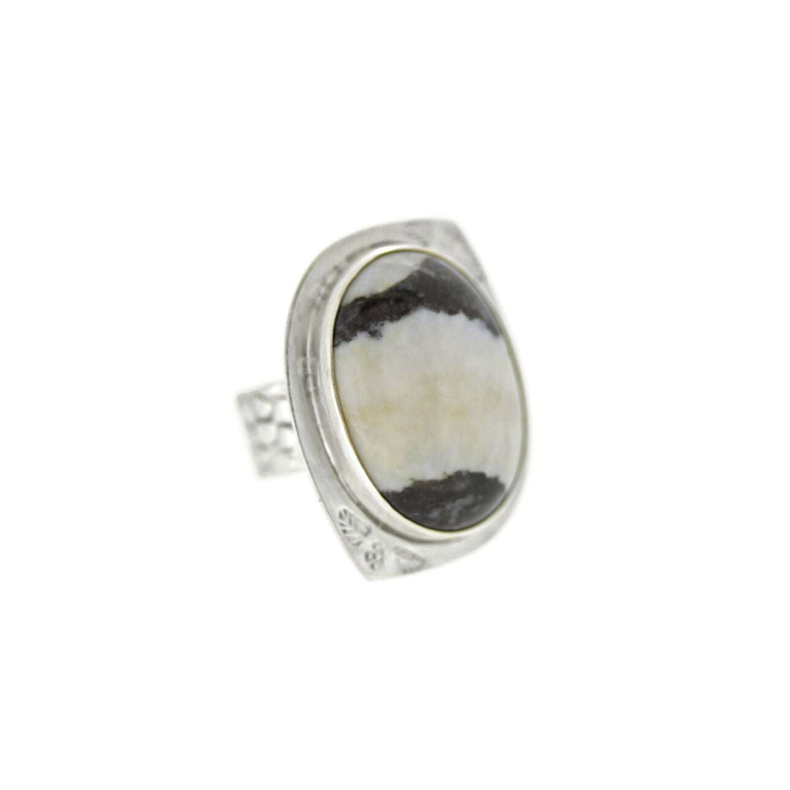 White Buffalo Turquoise and Sterling Silver Ring, Size 7.25