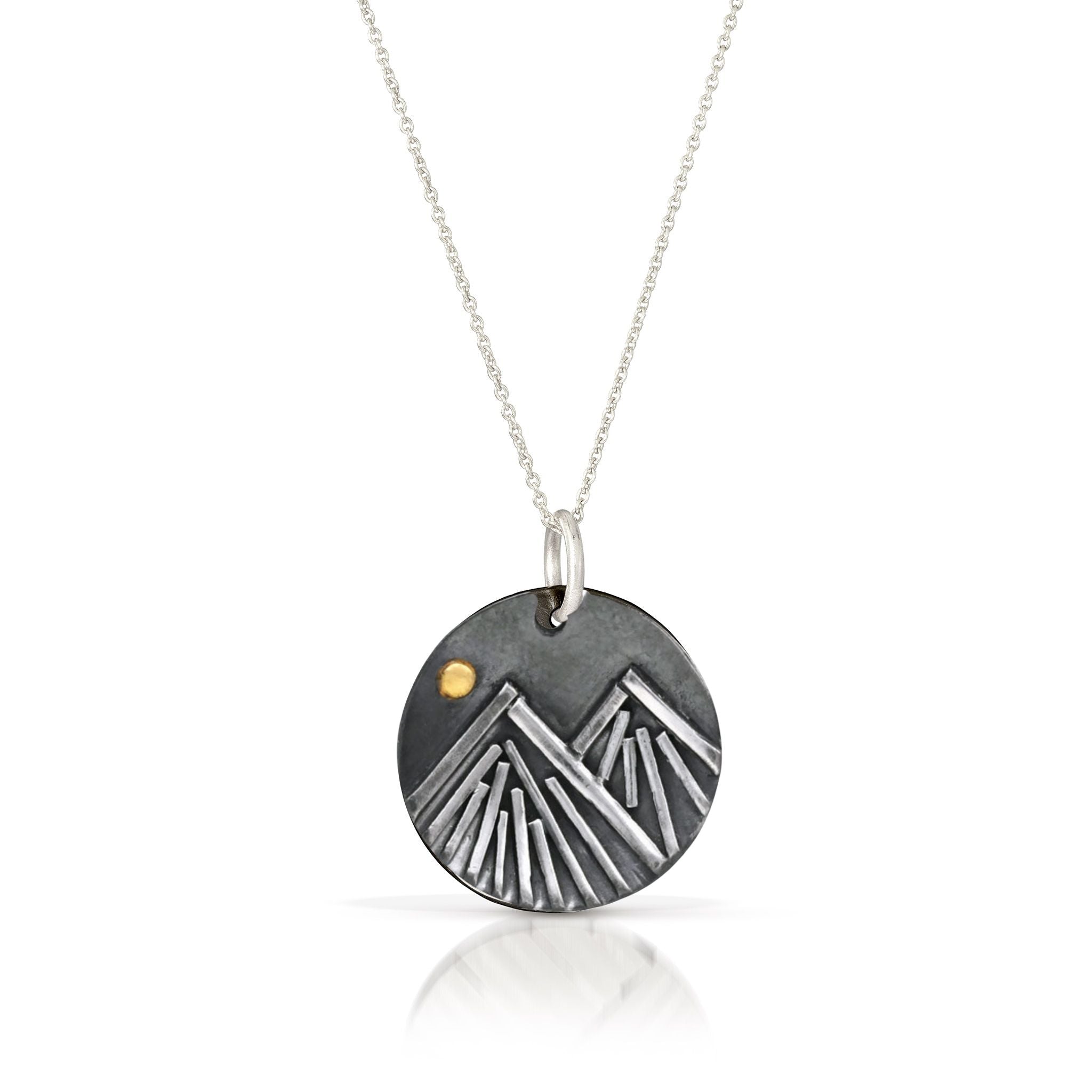 Winter Mountain Necklace: Sterling Silver and 22K Gold
