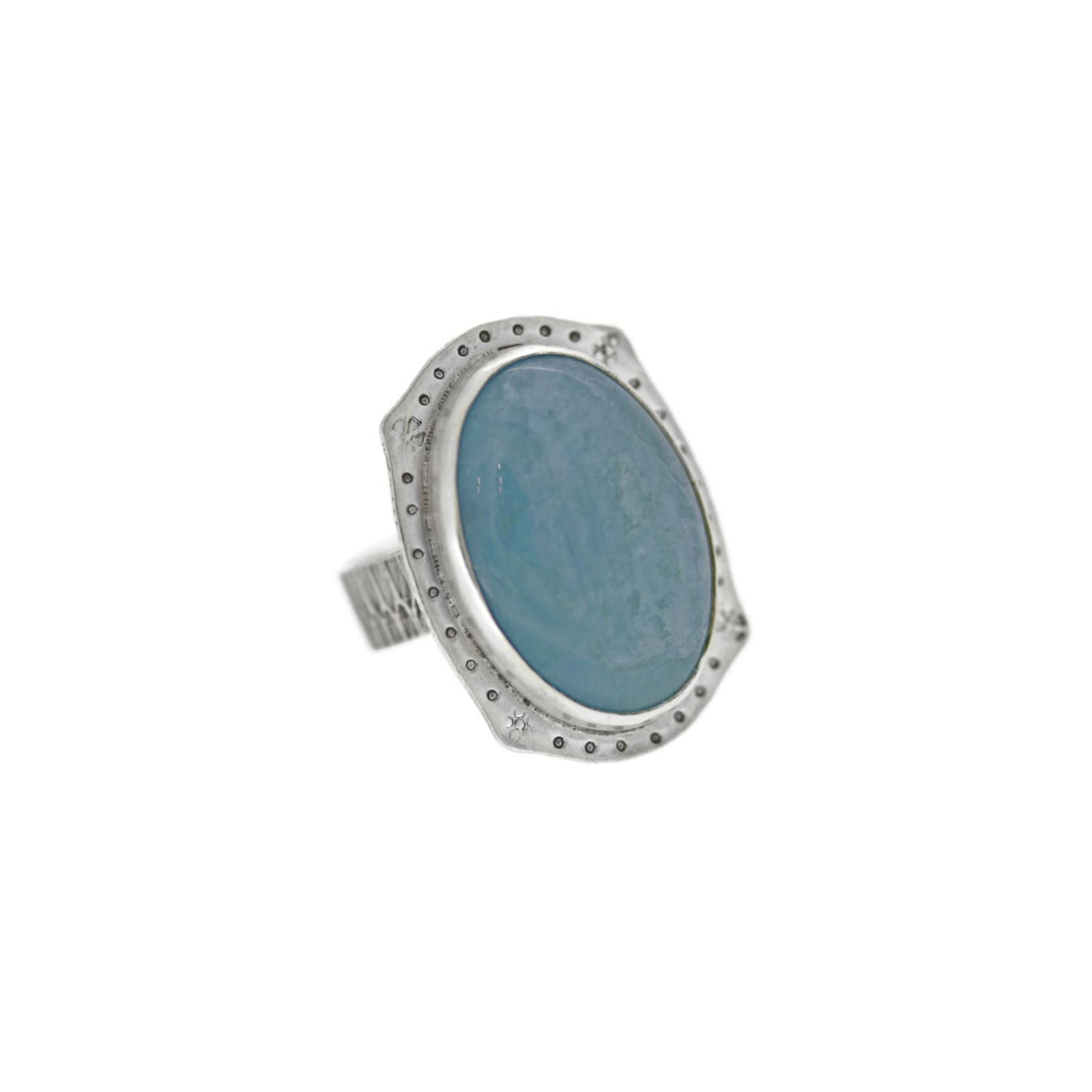Aquamarine and Sterling Silver Ring, Size 9